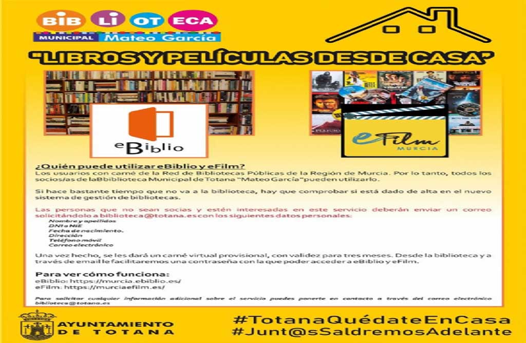 La Biblioteca Municipal Mateo García ofrece dos interesantes alternativas para el entretenimiento y la cultura en casa