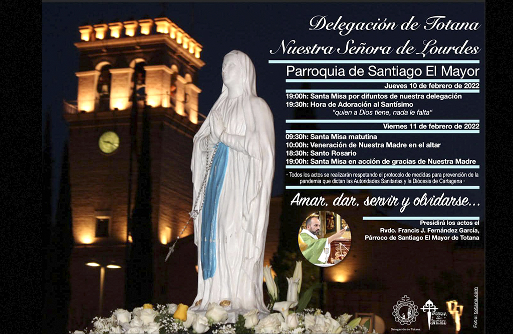 La Virgen de Lourdes será venerada en el altar del templo de Santiago el viernes 11 de febrero