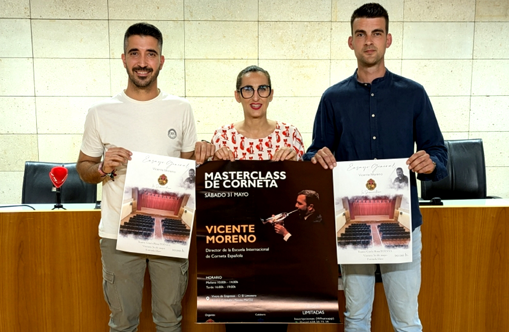 Vicente Moreno impartir una Masterclass exclusiva de corneta el 31 de mayo en el Vivero de Empresas