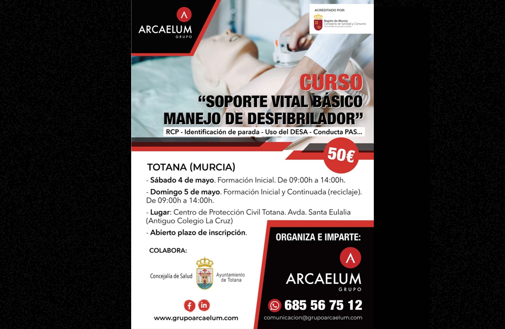 El centro de Protección civil acogerá un Curso de Soporte Vital Básico con manejo de desfibrilador